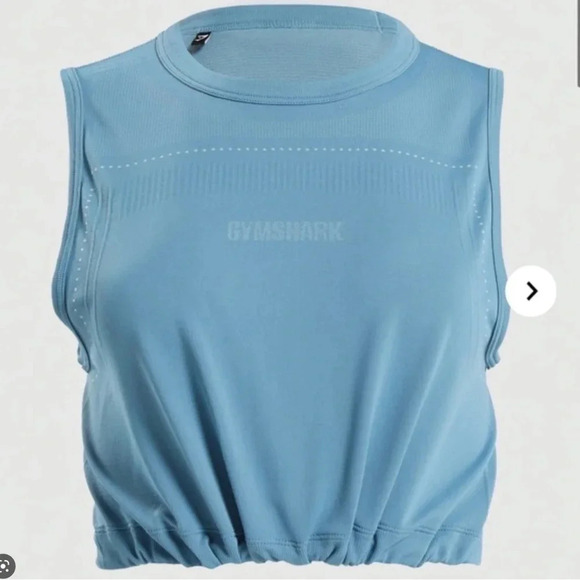 GymShark Breeze Lightweight Seamless Tank Crop Top-Blue Stone Size XS - Picture 1 of 5